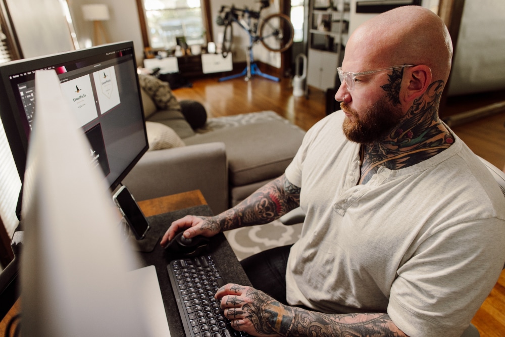 Eric Downs at desk